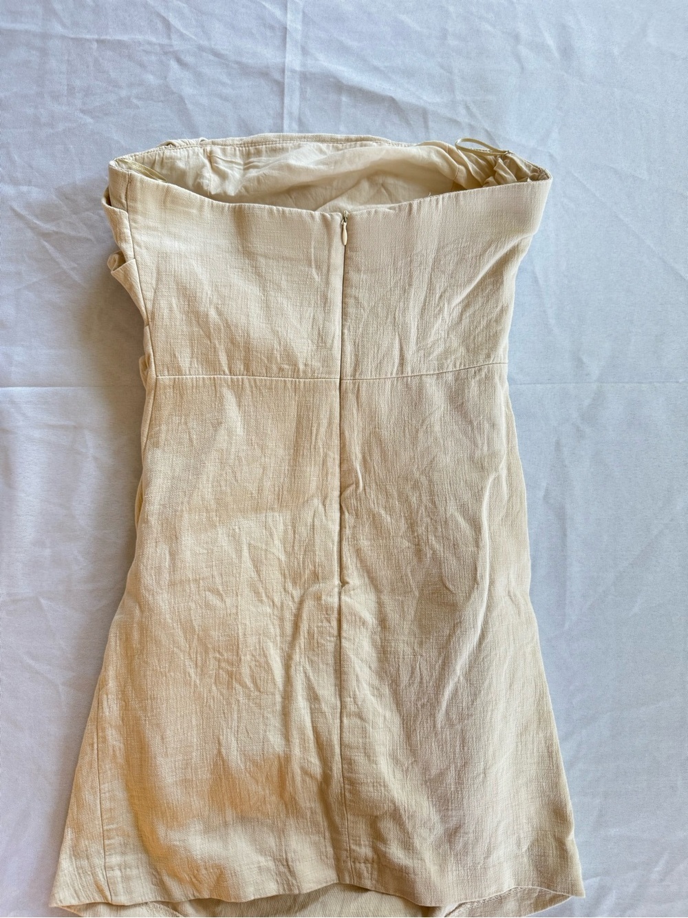 Zara Strapless Off-White Dress / Cream linen mini dress - Picture 3 of 9